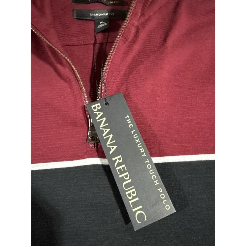 BANANA REPUBLIC Red SWEATER SHIRT Long Sleeve Pullover Sweatshirt Stripe XL